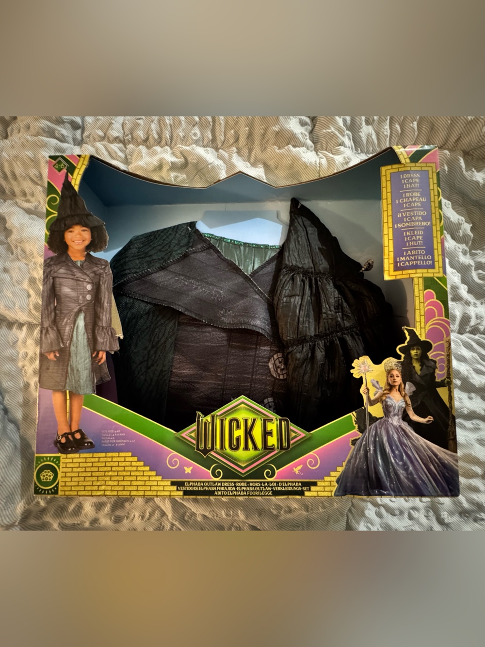 NWT Wicked Elphaba Outlaw Costume Girls 4-6X Dress Cape Hat